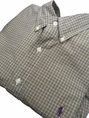 Ralph Lauren Brown and Green Plaid Button-Down Shirt